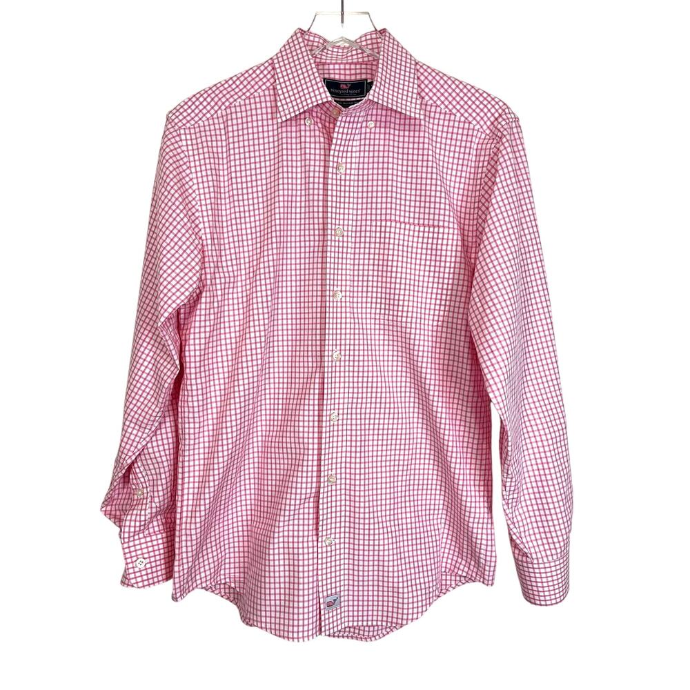 Vineyard Vines Classic Fit Murray Pink Check Button-Down Shirt Men's Size Small